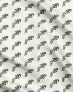 Ivory Jumping Horse Motif Fabric