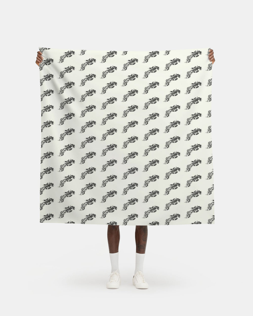 Ivory Jumping Horse Motif Fabric
