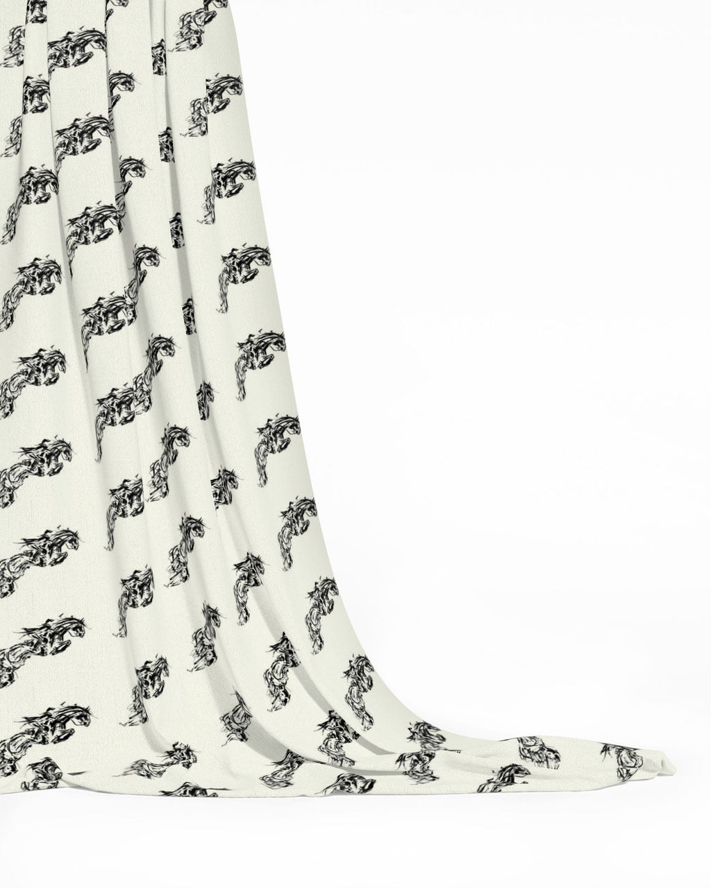 Ivory Jumping Horse Motif Fabric