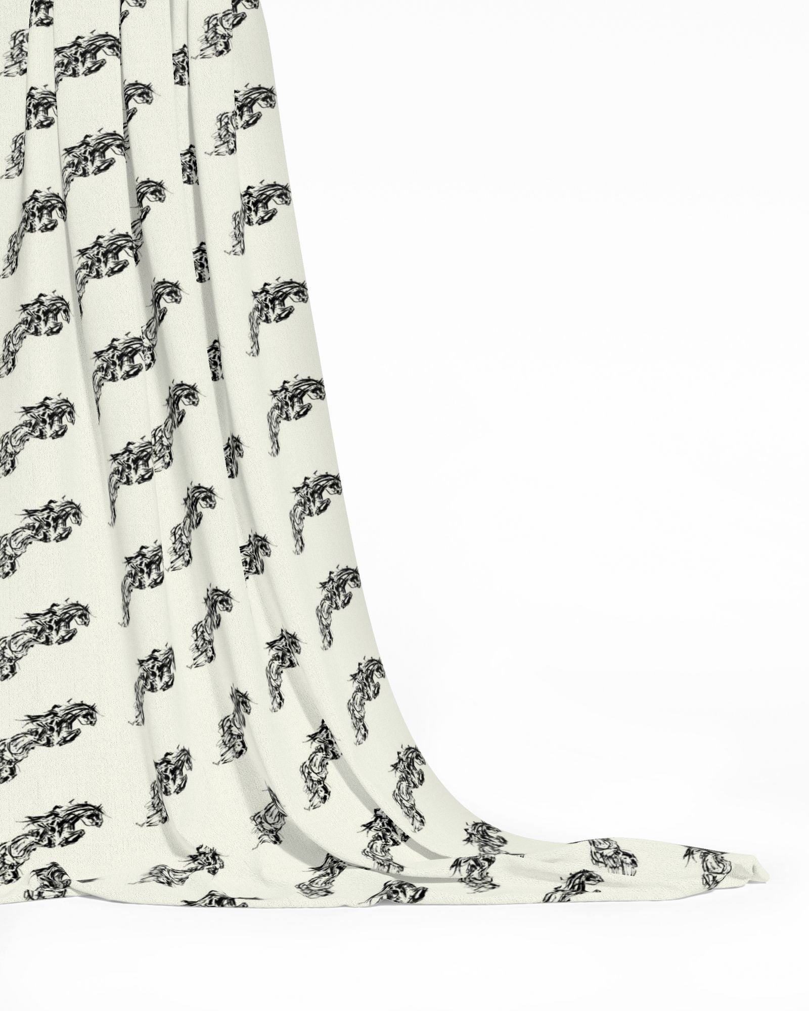 Ivory Jumping Horse Motif Fabric