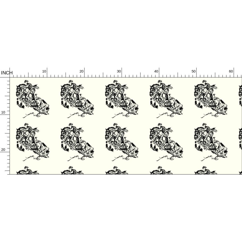 Ivory Rider Motif Fabric