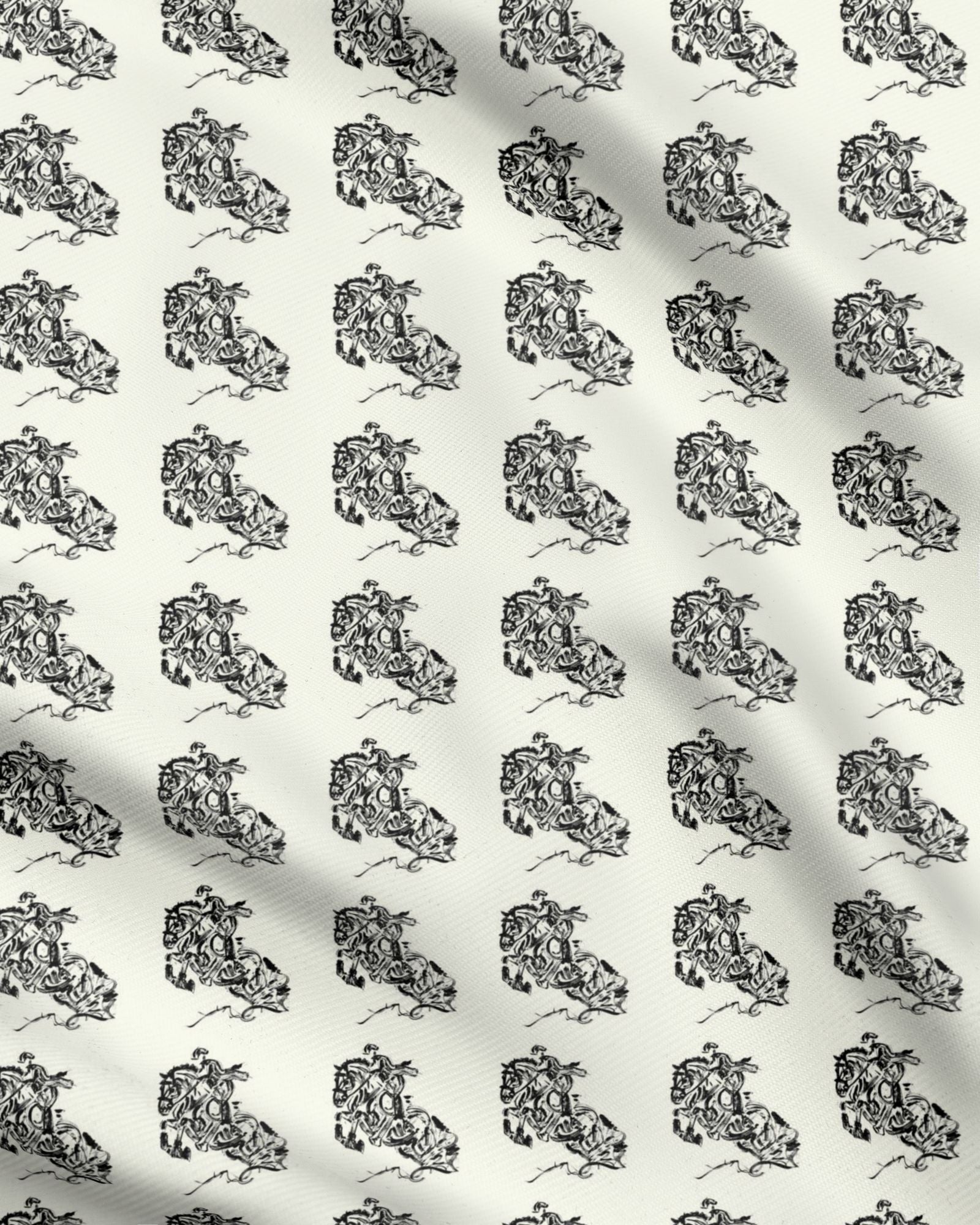 Ivory Rider Motif Fabric Secondary image