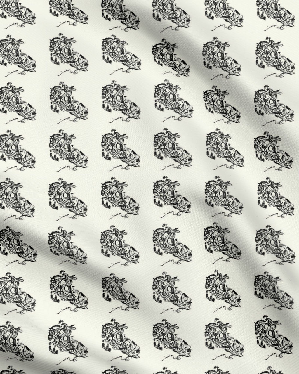 Ivory Rider Motif Fabric