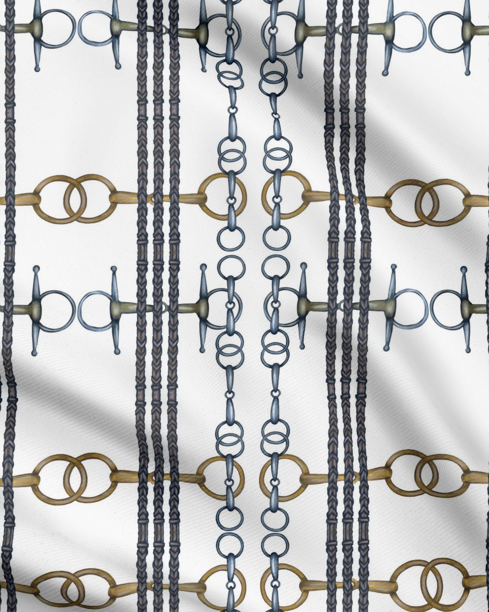 Equestrian Reins and Bits Pattern Fabric Secondary image