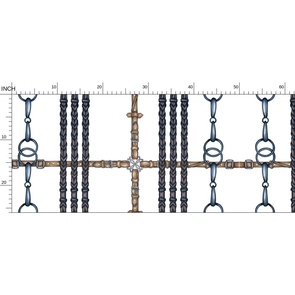 Silver Bit and Reins Motif Pattern Main image