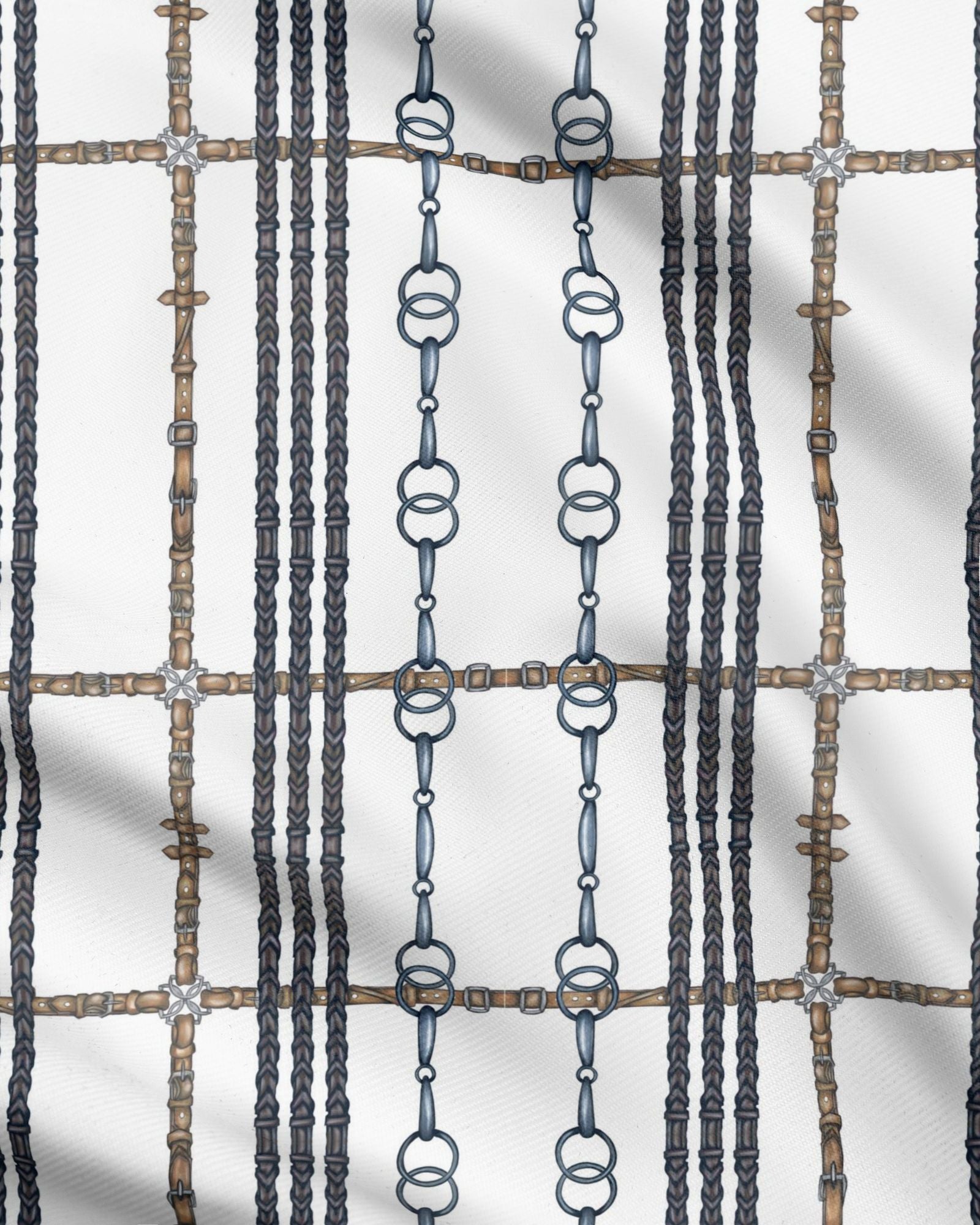 Silver Bit and Reins Motif Pattern Secondary image