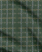 Hunter Green Gold Bit Pattern Fabric