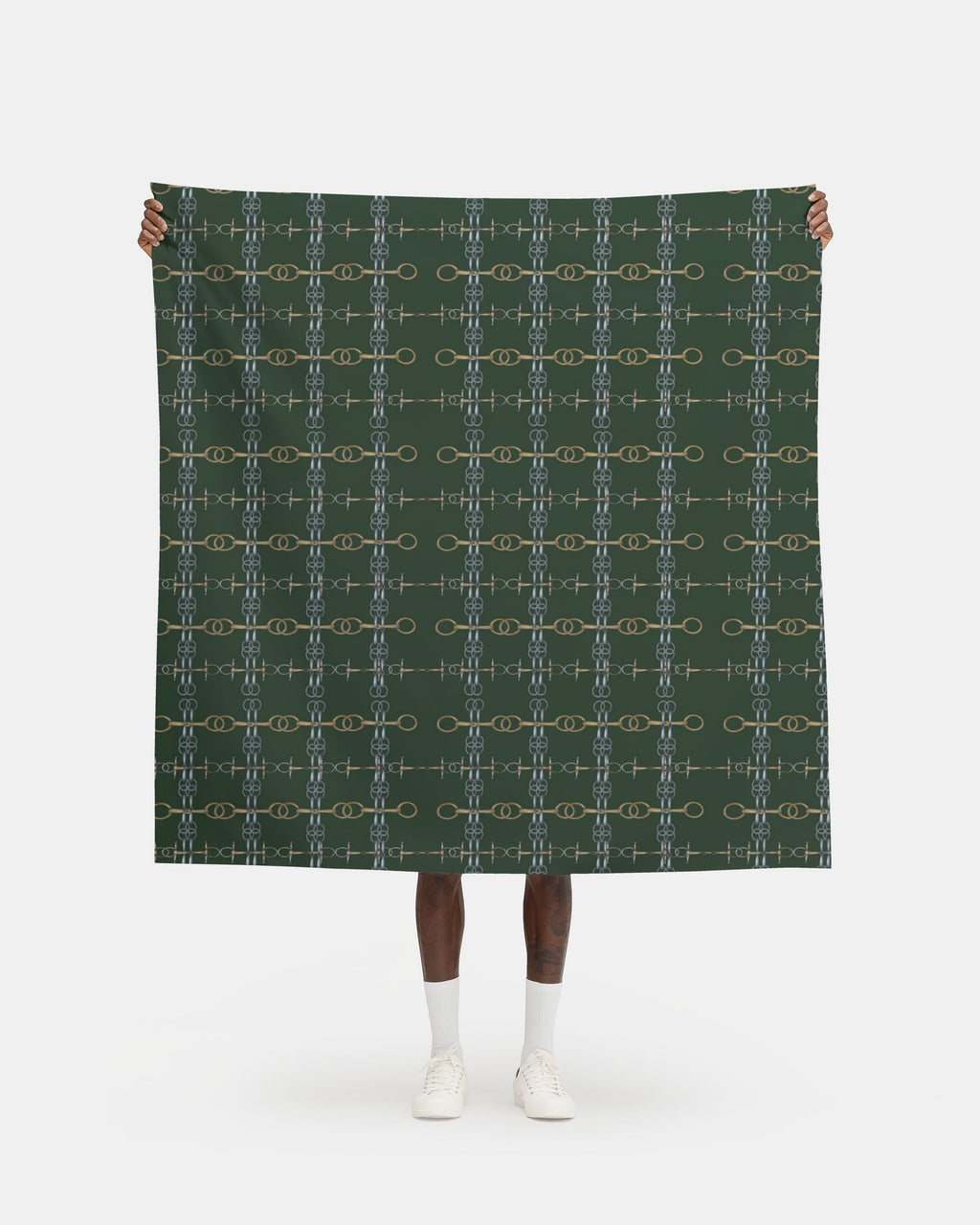 Hunter Green Gold Bit Pattern Fabric