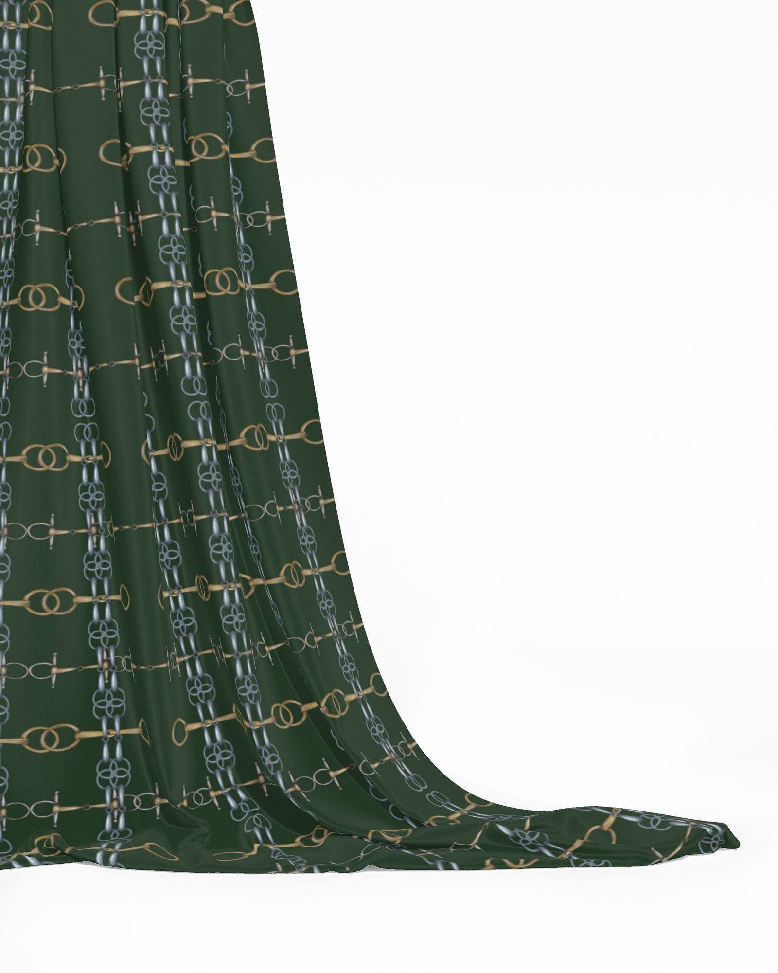 Hunter Green Gold Bit Pattern Fabric