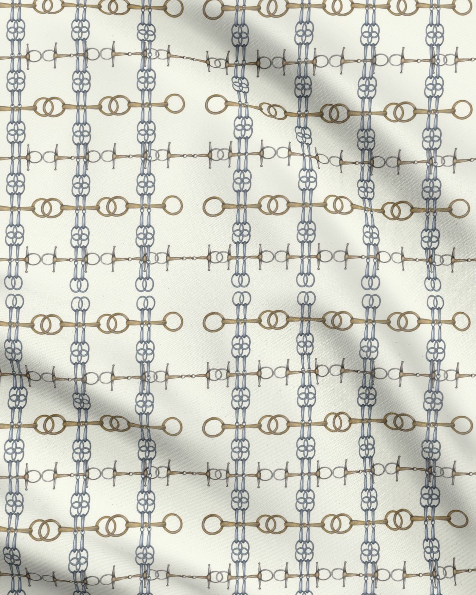 Ivory Gold and Silver Bit Pattern Fabric Secondary image