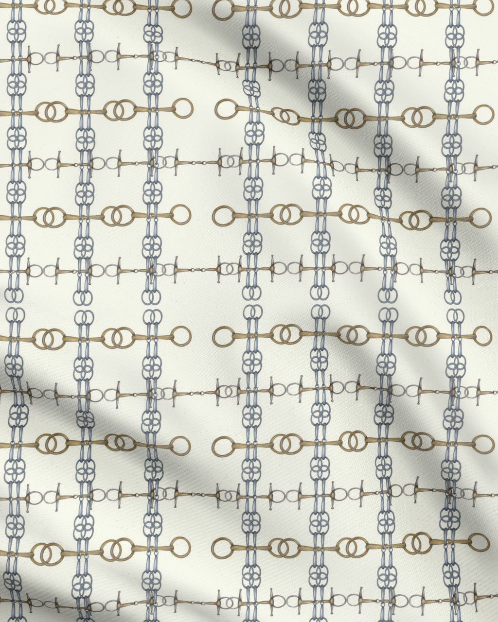 Ivory Gold and Silver Bit Pattern Fabric