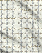 Ivory Gold and Silver Bit Pattern Fabric