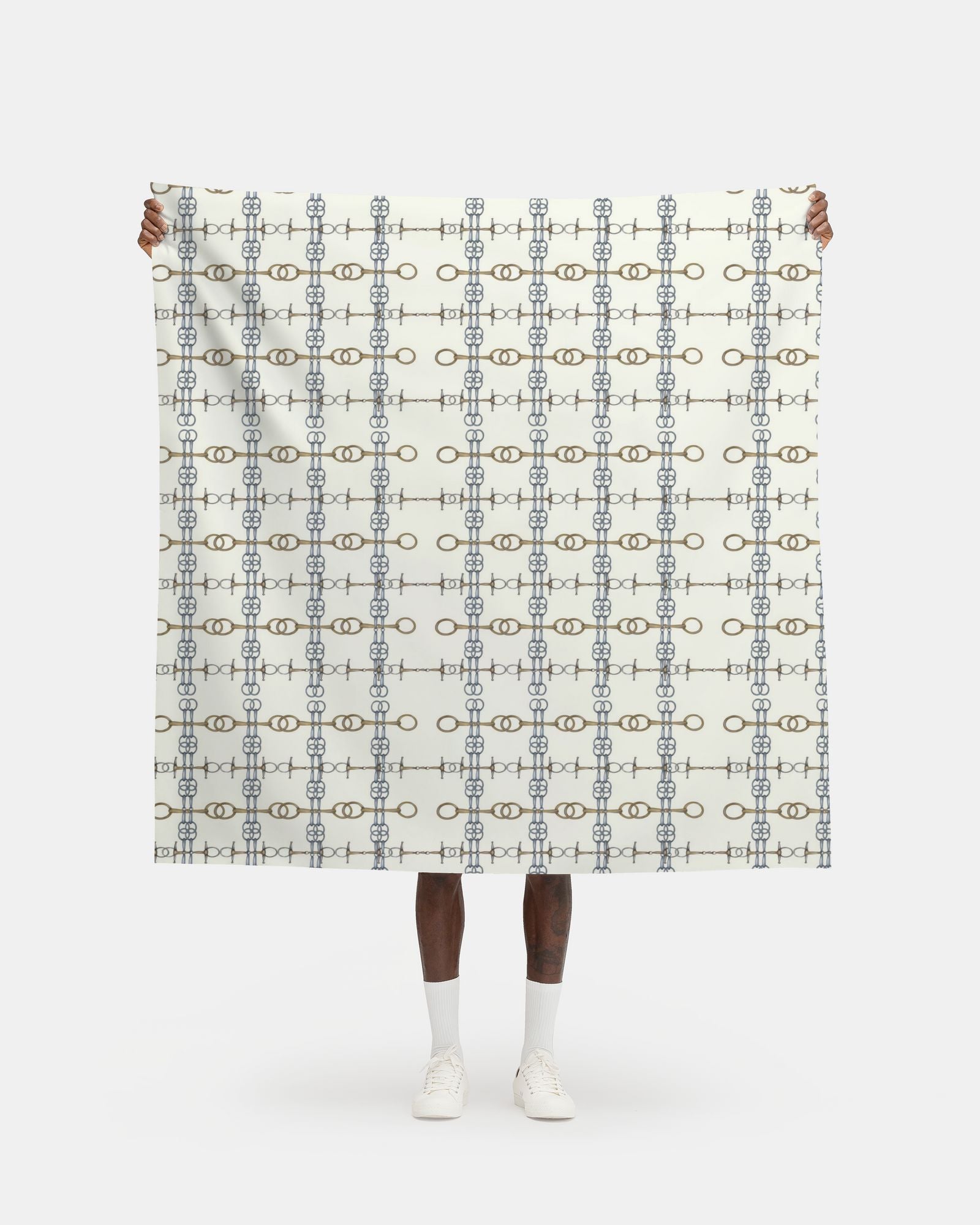 Ivory Gold and Silver Bit Pattern Fabric