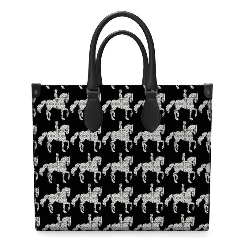 Black and White Dressage Leather Shopper Bag Secondary image