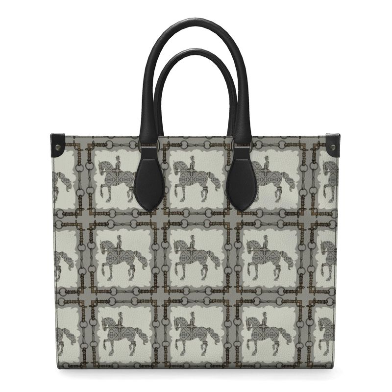 Ivory and Gray Leather Shopper Bag Secondary image