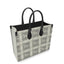 Ivory and Gray Leather Shopper Bag