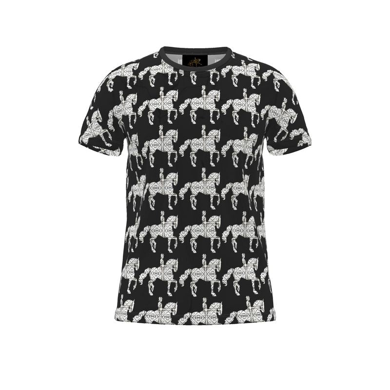Black and White Dressage All Over Print T Shirt Main image