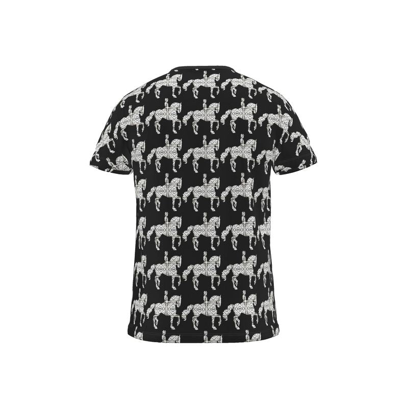Black and White Dressage All Over Print T Shirt