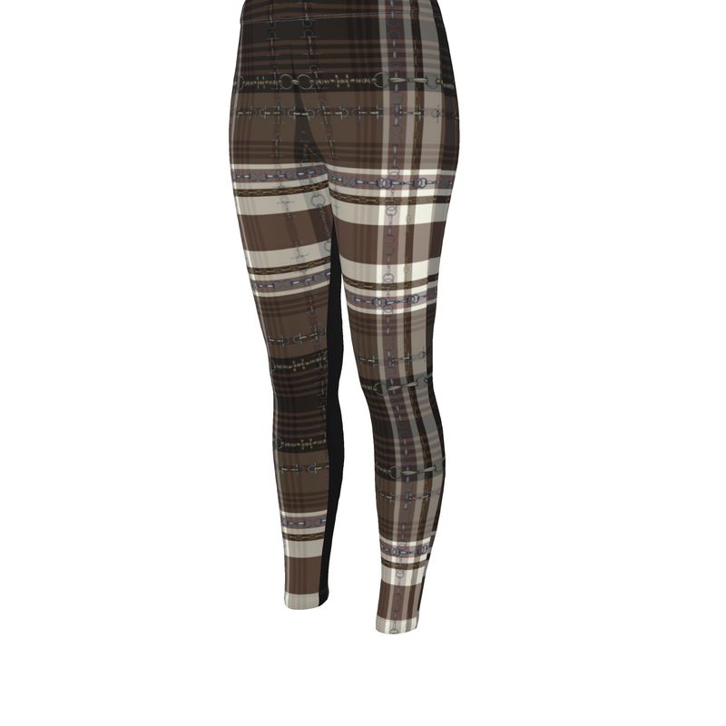 Brown Equestrian Plaid High Waisted Rider Leggings