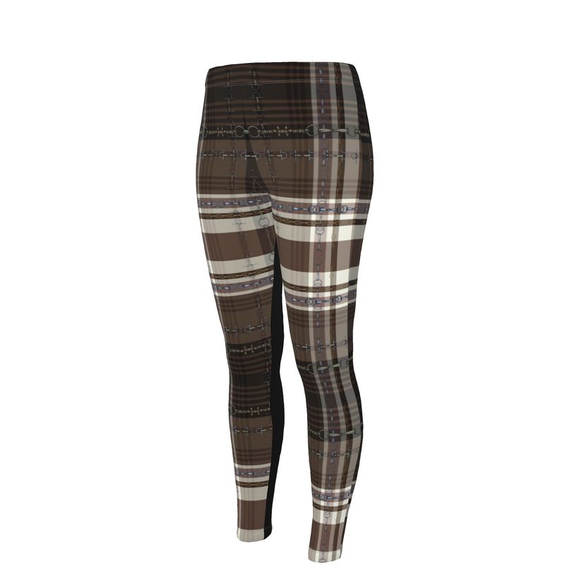 Brown Equestrian Plaid High Waisted Rider Leggings