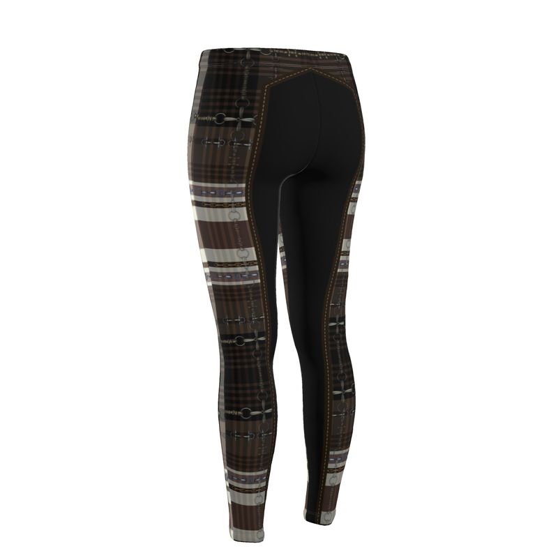 Brown Equestrian Plaid High Waisted Rider Leggings