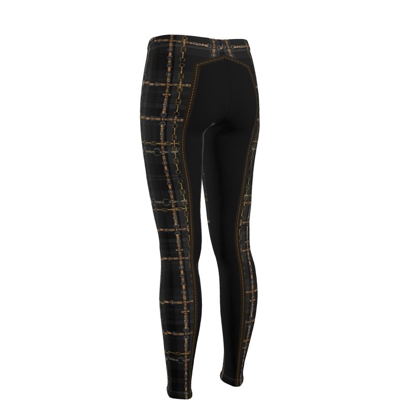 Black and Brown Piaffe Checkered Plaid Equestrian Bit Faux Full Seat R