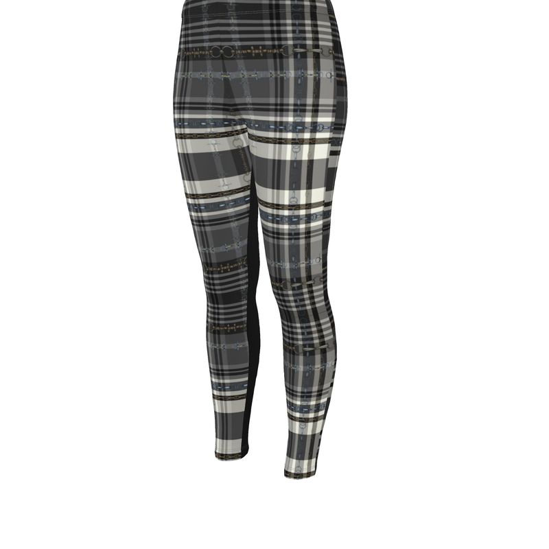 Gray and Black Brown Equestrian Plaid High Waisted Rider Leggings