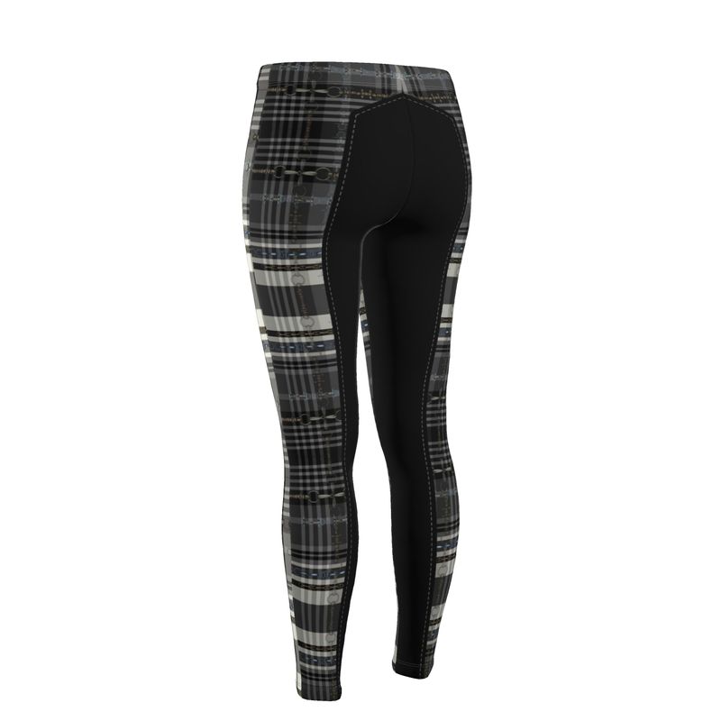 Gray and Black Brown Equestrian Plaid High Waisted Rider Leggings