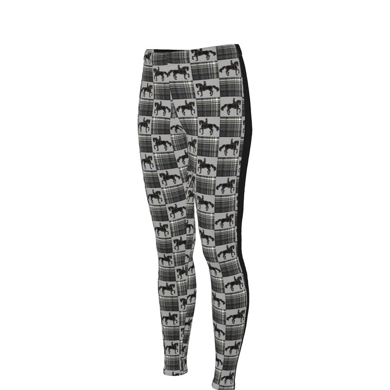 Gray and Black Checkered Equestrian Plaid High Waisted Rider Leggings Secondary image