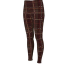 Burgandy Equestrian Plaid High Waisted Rider Leggings