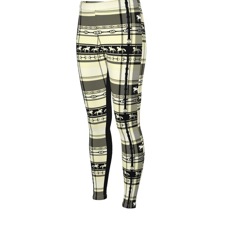 Black and Ivory Brown Equestrian Plaid High Waisted Rider Leggings Main image