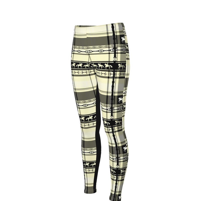 Black and Ivory Brown Equestrian Plaid High Waisted Rider Leggings Secondary image