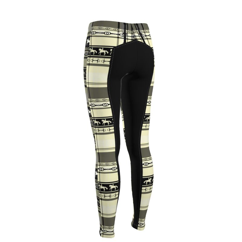 Black and Ivory Brown Equestrian Plaid High Waisted Rider Leggings